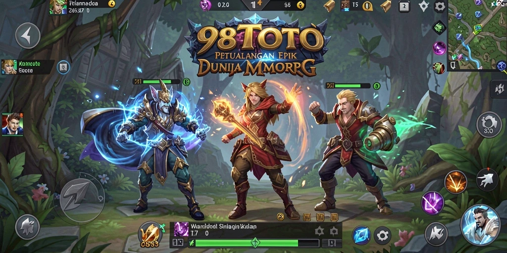 Screenshot gameplay 98TOTO yang penuh aksi dalam dunia MMORPG.