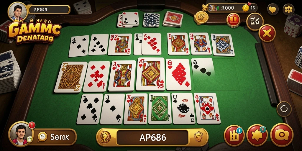 Tampilan gameplay seru dalam permainan Domino AP686.
