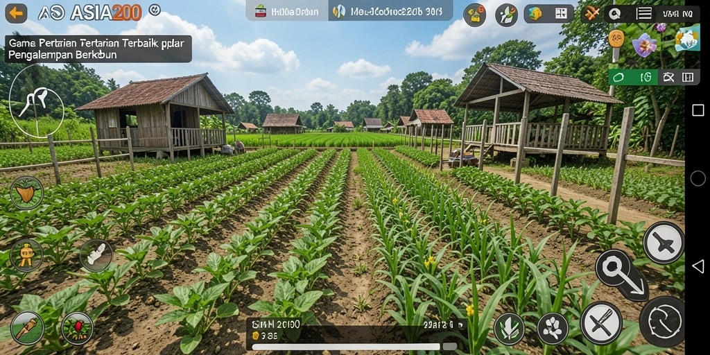 Tampilan gameplay ASIA200 menunjukkan aktivitas berkebun yang menyenangkan.