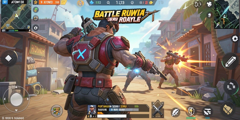 Screenshot menampilkan gameplay seru Battle Royale ATOM138.