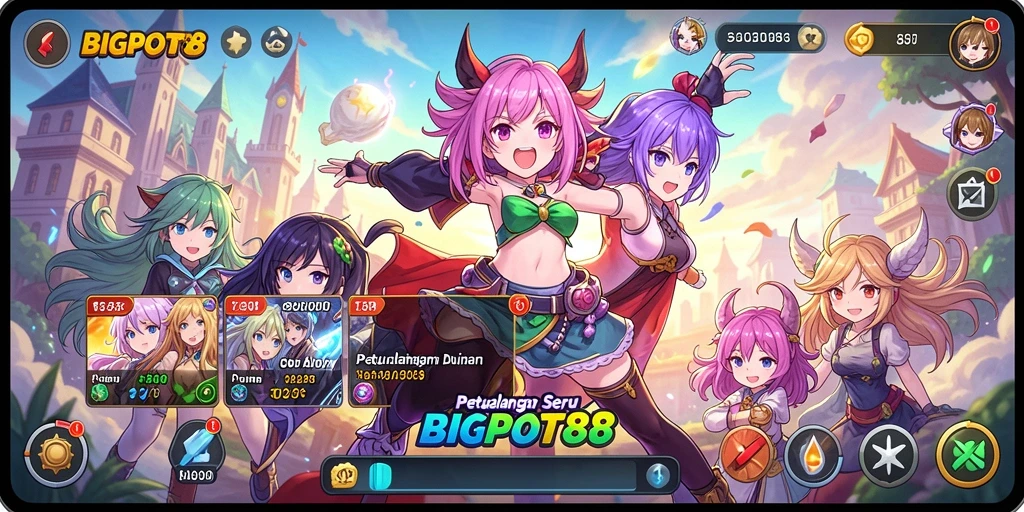 Tampilan gameplay BIGPOT88 yang menakjubkan dengan karakter Anime.