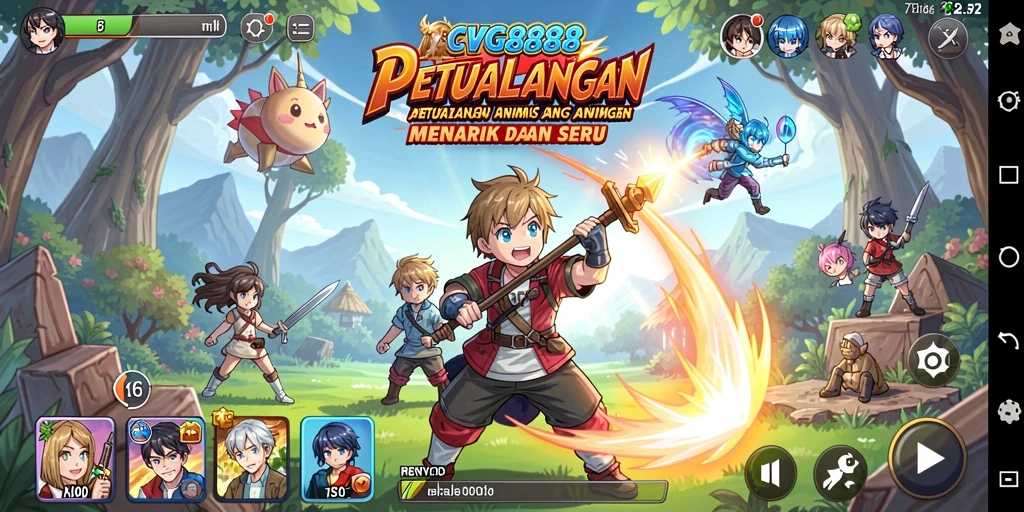 Tampilan screenshots utama CVG8888 menampilkan karakter anime dalam aksi.