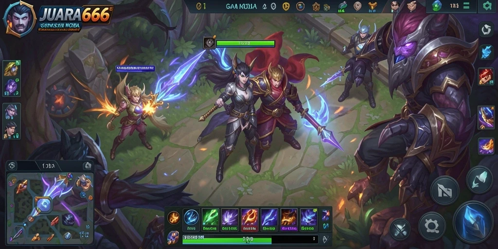 Gameplay JUARA666 dengan pertempuran tim yang mendebarkan.