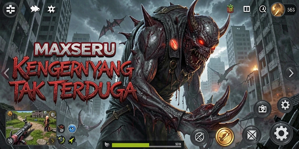 Screenshot gameplay MAXSERU yang menampilkan suasana Horror yang mencekam.