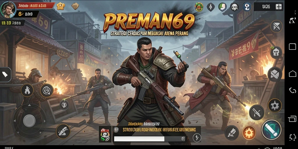 Tangkapan layar menunjukkan aksi pertempuran strategi di PREMAN69.
