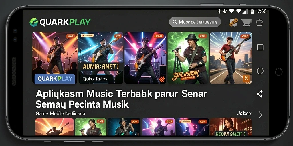 Tampilan screenshot utama QUARKPLAY menampilkan gameplay interaktif yang menarik.