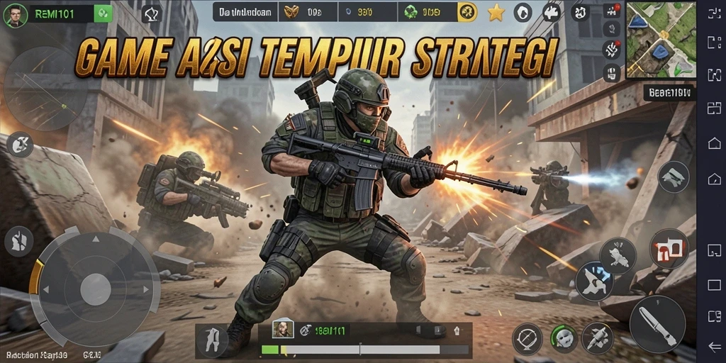 Tampilan gameplay seru dari REMI101 dengan pertarungan taktis.