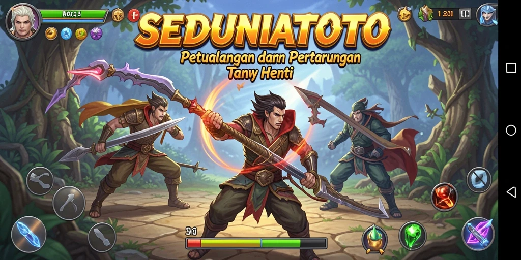 Screenshot utama SEDUNIATOTO menampilkan aksi seru dalam pertempuran.