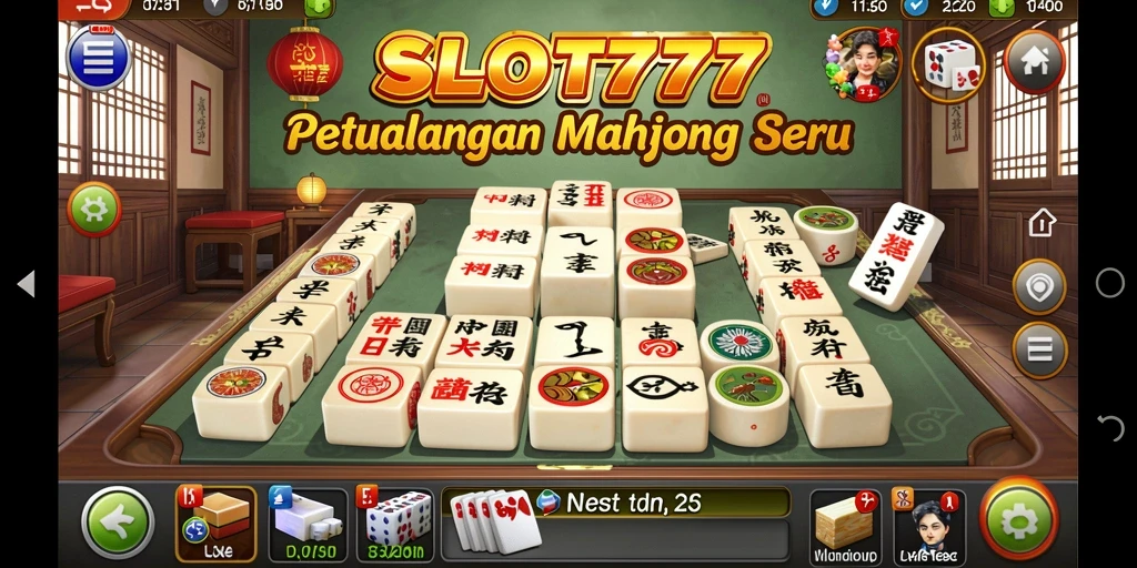 Tangkapan layar gameplay SLOT777 dengan visual Mahjong yang menawan.