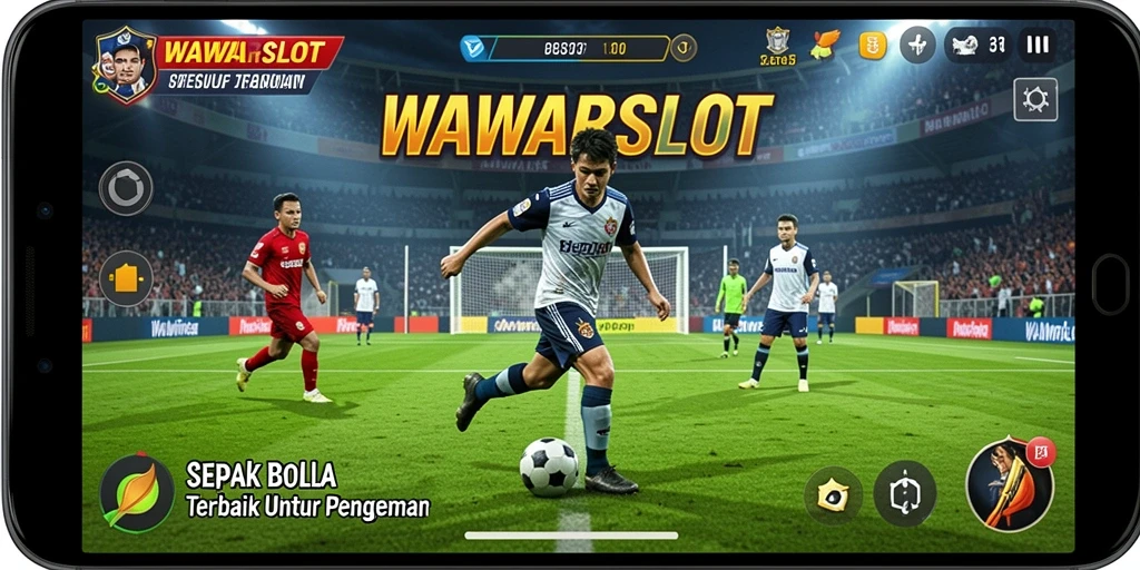 Tampilan gameplay menarik WAWARSLOT dengan aksi sepak bola seru.